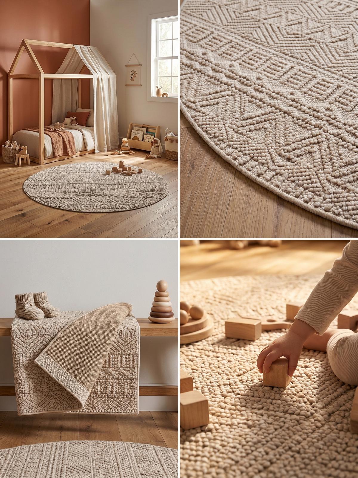 TEPPICH Flachgewebe LANGAU in Beige, mit Ethno-Streifen, Ø 120 cm - Beige, Textil (120/120cm) - KADIMA DESIGN