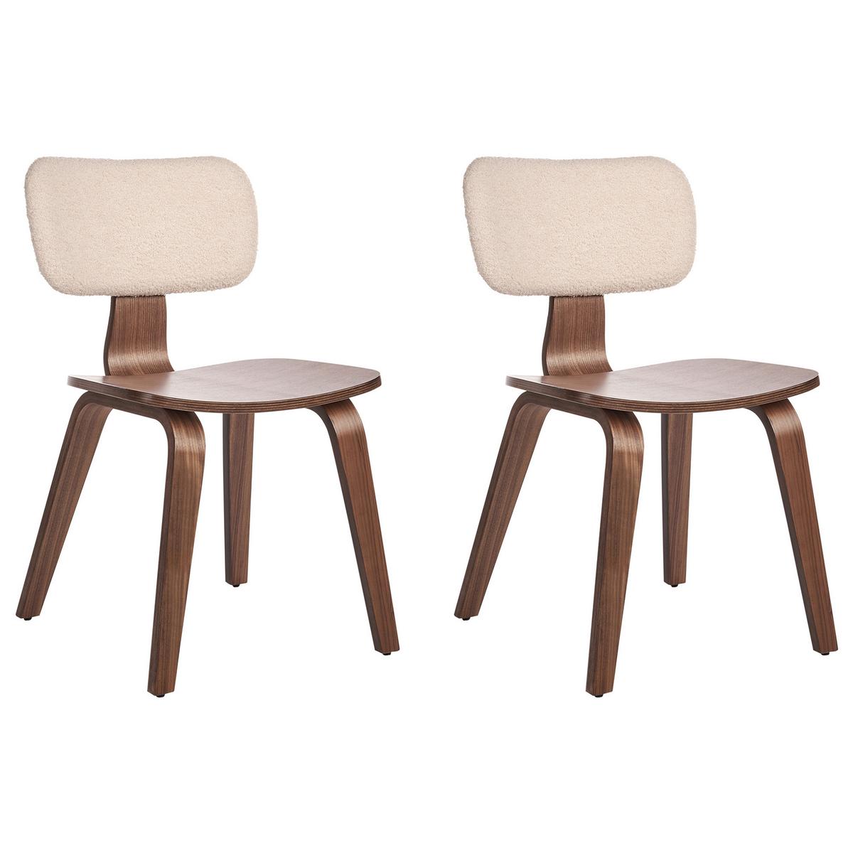 ESSZIMMERSTUHL 2er-Set Hellbeige/Dunkelbraun Lucinda - Beige/Dunkelbraun, Textil (49/79/55cm) - Beliani