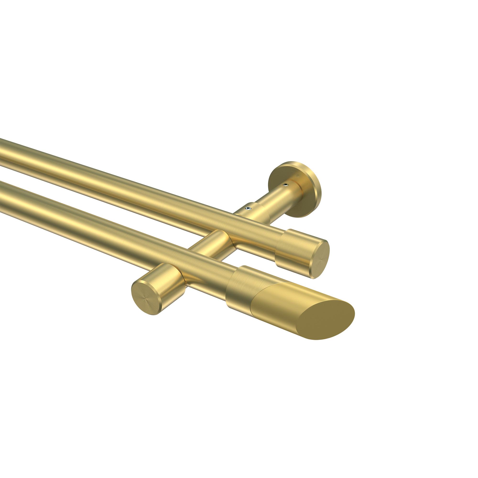 GARDINENSTANGE Prestige Verano 360 cm (geteilt in 2 x 180 cm), 2-läufig (ohne Ringe), 20 mm Ø Messing-Optik - Messingfarben/Goldfarben, Metall (360cm) - INTERDECO