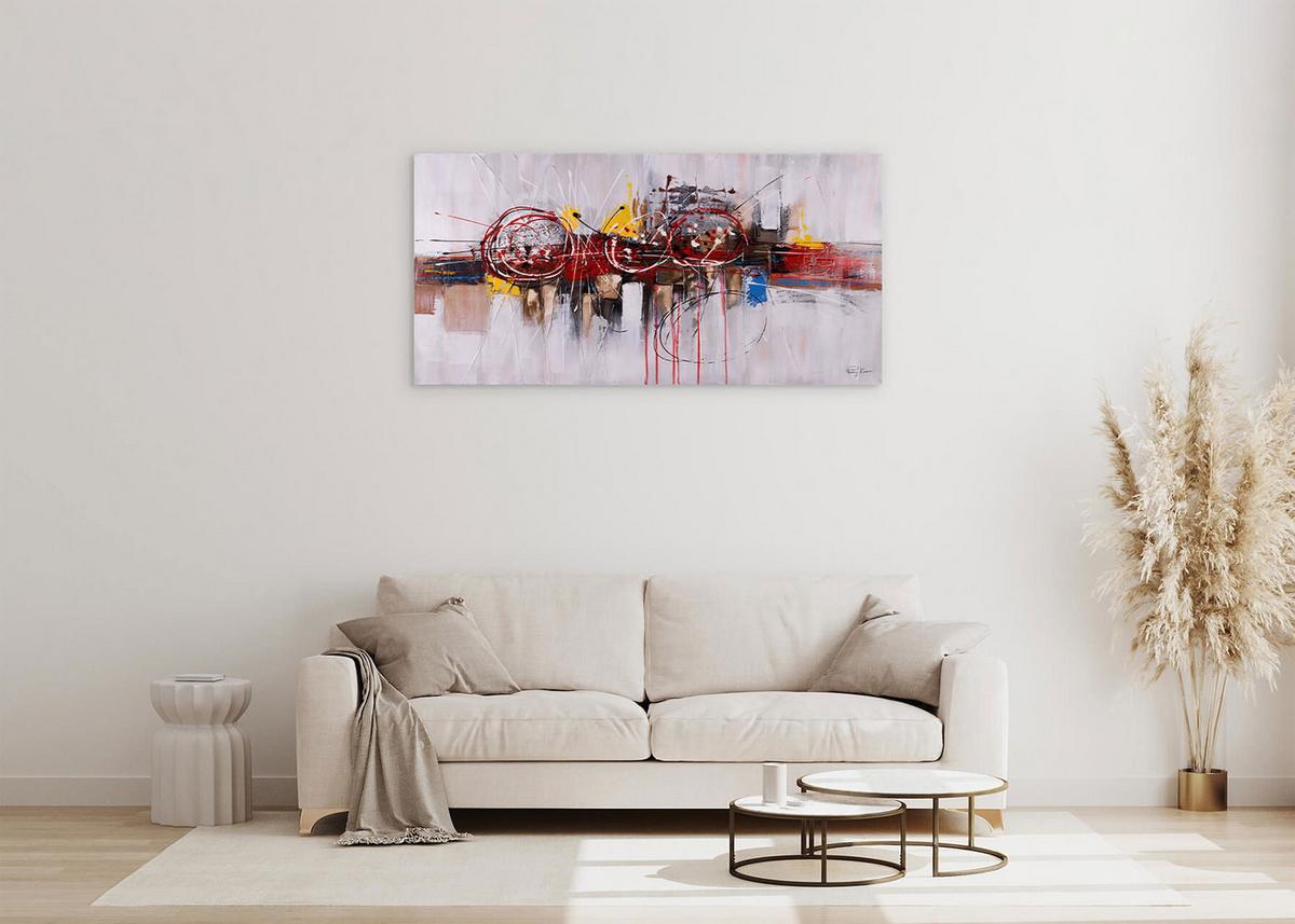 ACRYLBILD HANDGEMALT 120/60 cm - Pink/Beige, Holz/Textil (120/60cm) - KUNSTLOFT