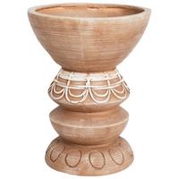 PFLANZTOPF Braun Disporum - Beige/Braun, Stein (37cm) - Beliani