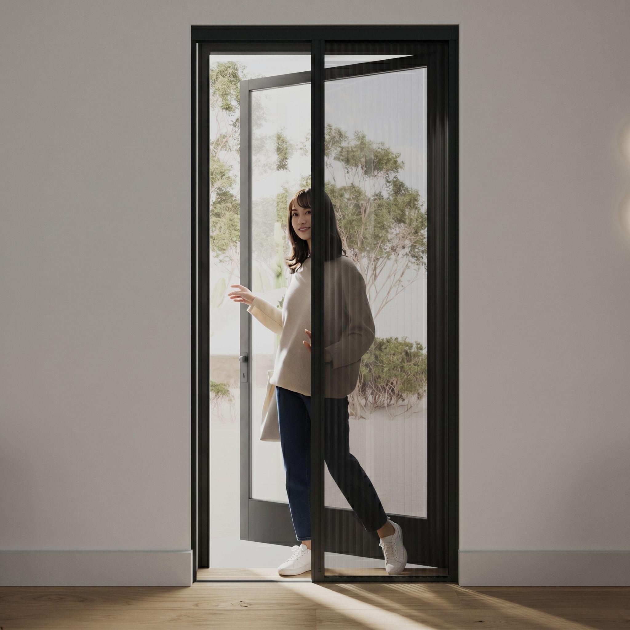 INSEKTENSCHUTZTÜR plissiert anthrazit - Anthrazit, Textil (96/239/3.7cm) - Cocoon Home Concepts