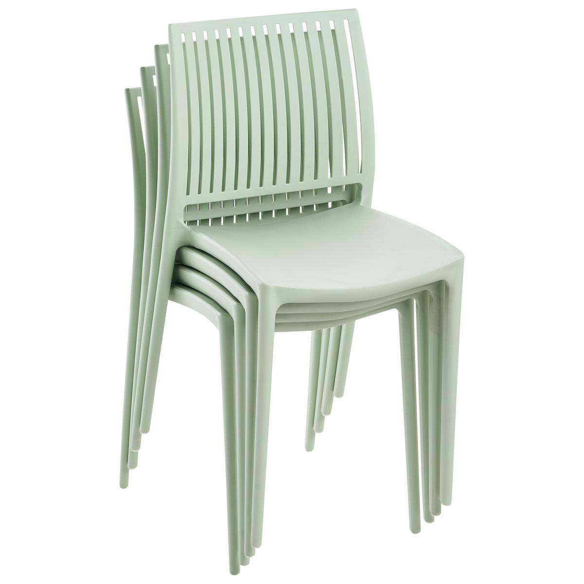 GARTENSTUHL 4er-Set Hellgrün Illumani - Hellgrün, Kunststoff (42/80/48cm) - Beliani