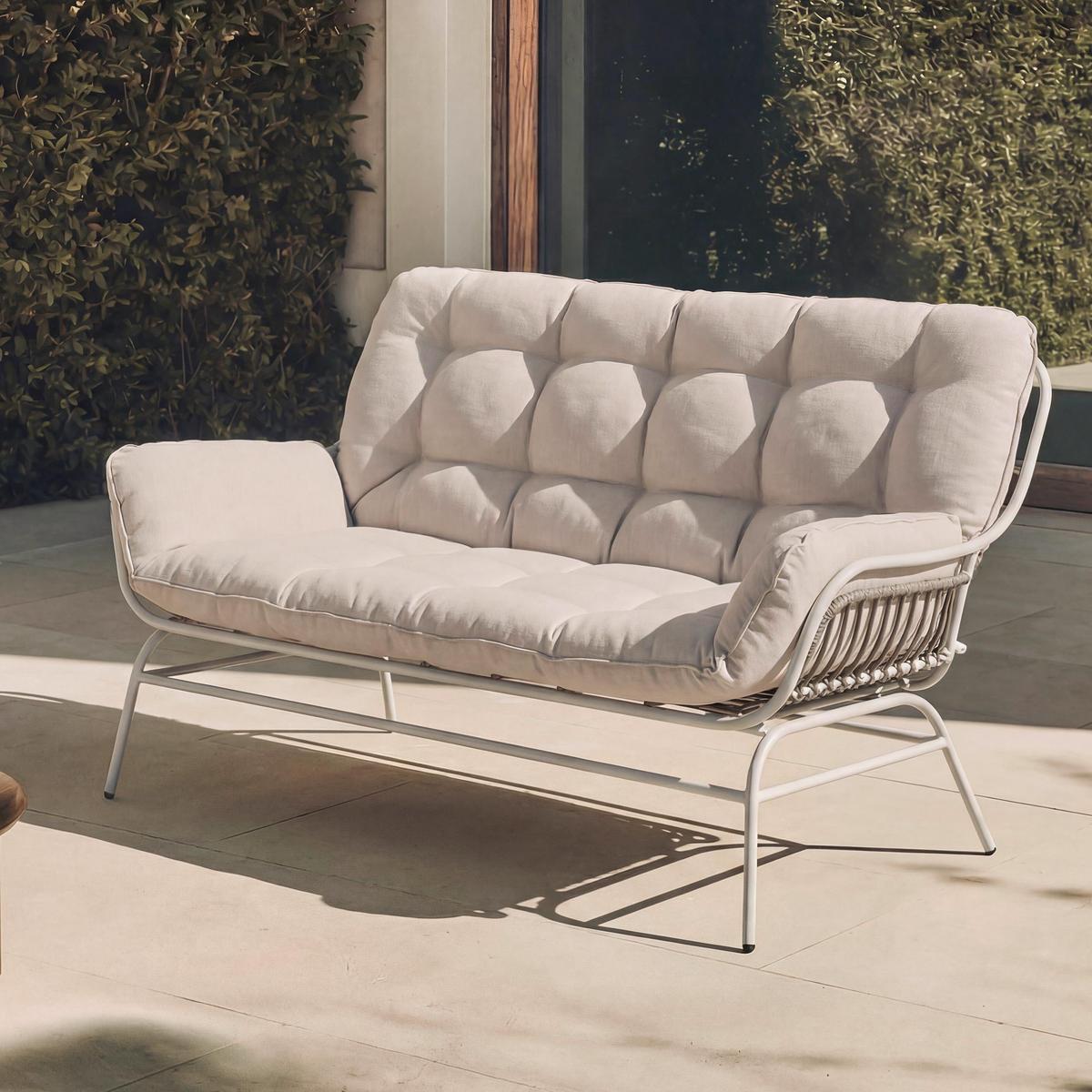 SOFA Hellgrau, Beige - Beige/Hellgrau, Metall (121/93/87cm) - MCW