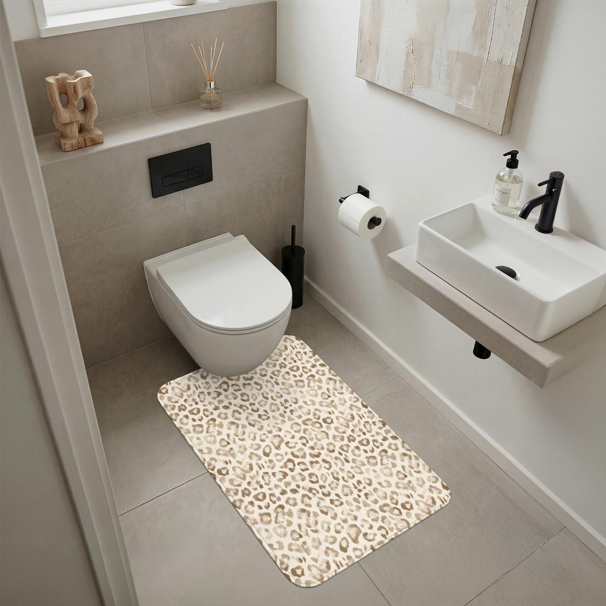 BADEMATTE Leopard - Klassisch - Beige 60x90 cm - Hellbraun, Textil (60/90cm) - OnlyWow