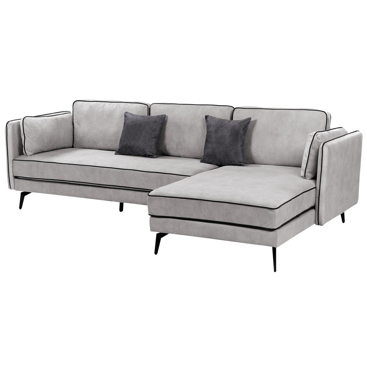 3-SITZER-ECKSOFA Samtstoff Hellgrau Altan - Hellgrau, Textil (268/157cm) - Beliani