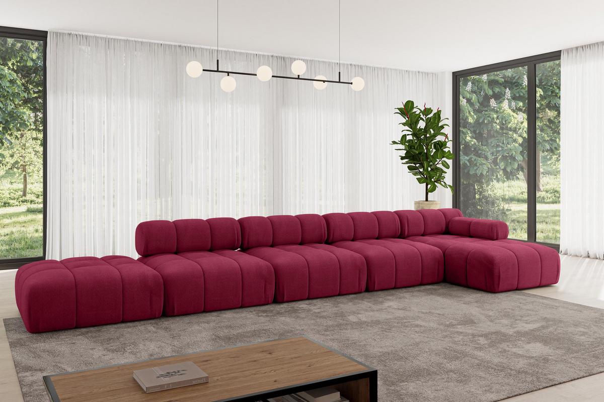 ECKSOFA modulares Sofa Lizur-L3 - 475x160x70 cm Bordeauxrot Velours - Bordeaux, Holzwerkstoff/Textil (475/160cm) - ALTDECOR