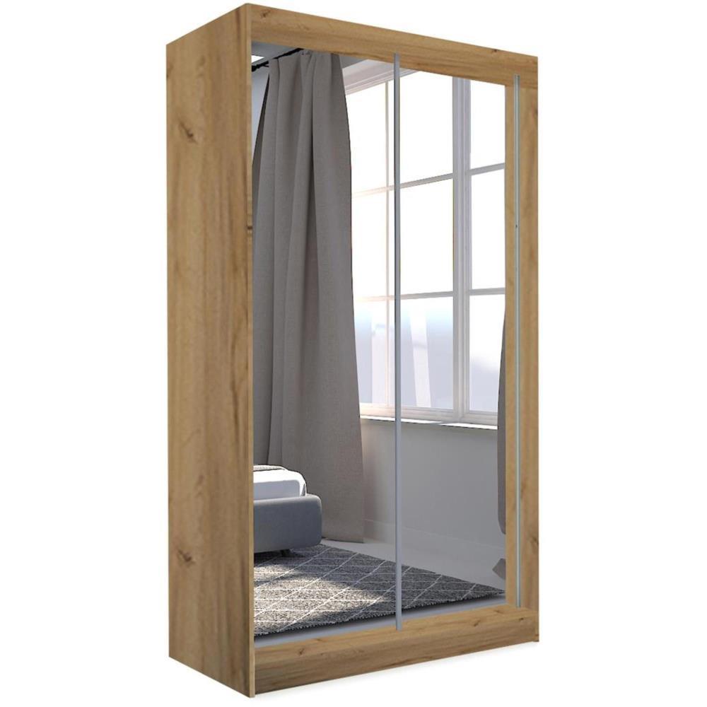 SCHWEBETÜRENSCHRANK Debra II 120/216/61 eiche Artisan mit Spiegel und Schubladen - Eiche Artisan, Holzwerkstoff (120/216/61cm) - Beautysofa