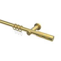 GARDINENSTANGE Platon Mavell 400 cm (geteilt in 2 x 200 cm), 1-läufig, 20 mm Ø Messing-Optik - Messingfarben/Goldfarben, Metall (400cm) - INTERDECO