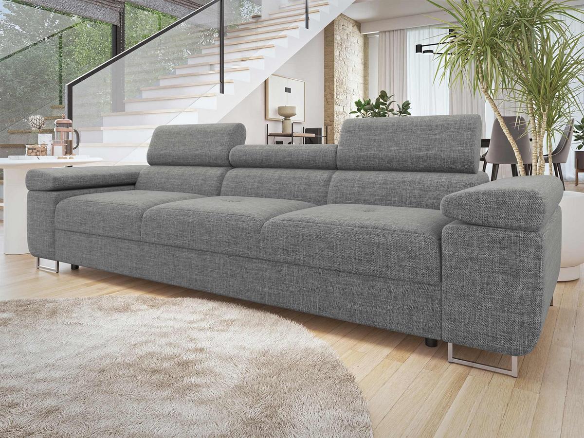 SOFA Torezio 3 - Hellgrau, Holz/Textil (263/90/102cm) - MIRJAN24