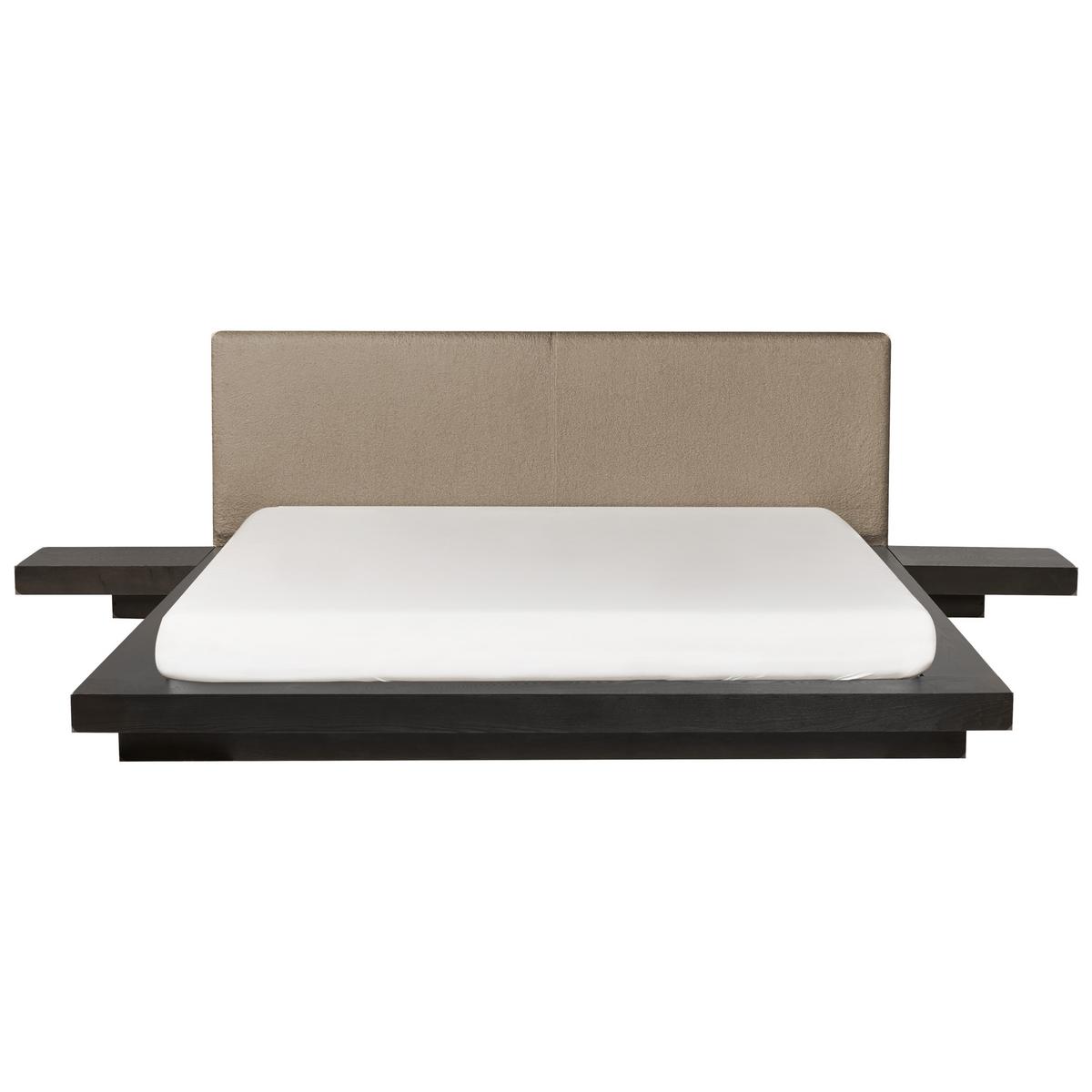BETT mit Lattenrost 180/200 cm MDF-Platte Dunkelbraun Zen - Dunkelbraun, Holzwerkstoff (180/200cm) - Beliani