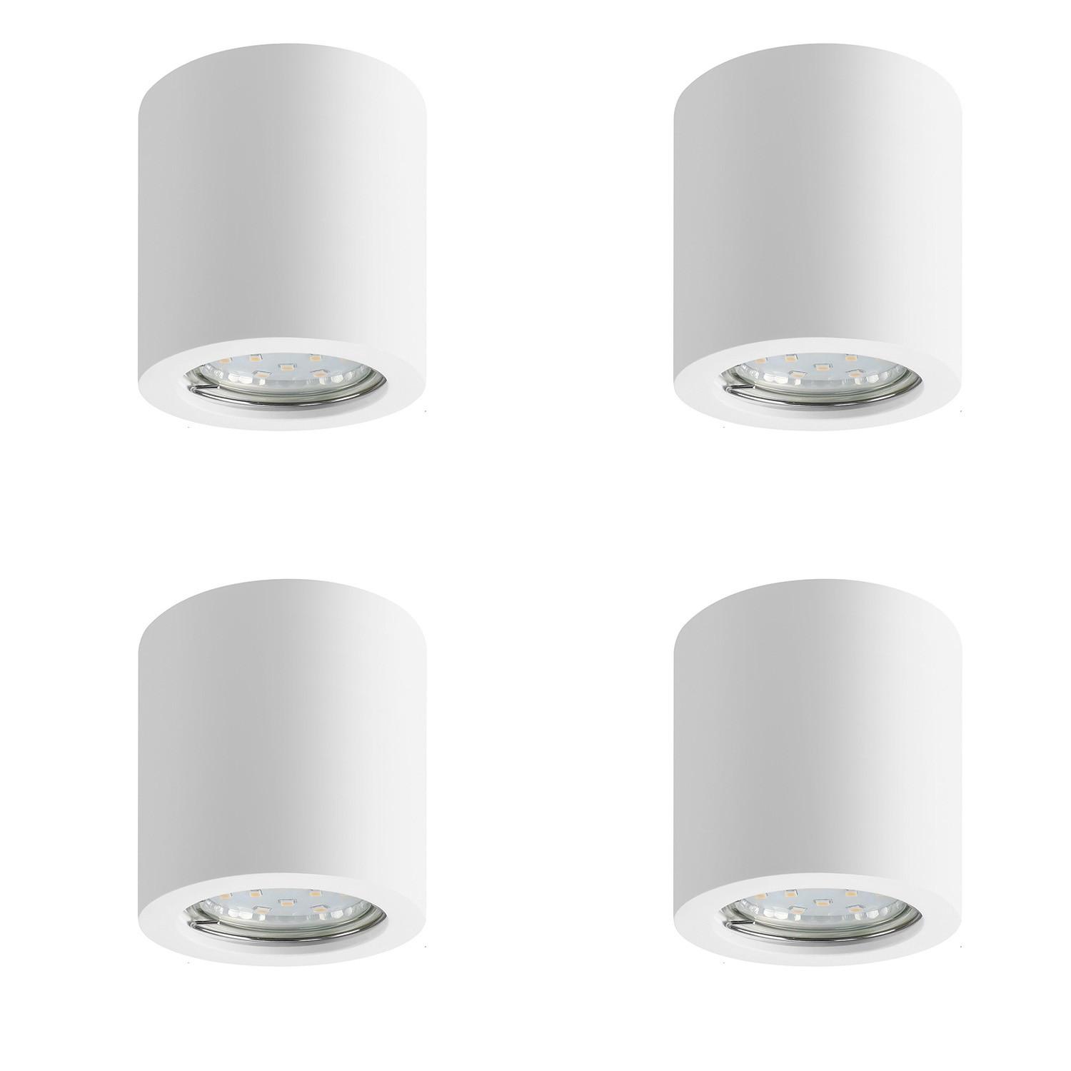DECKENLEUCHTE Mansfield (4er-Set) 7.5/7/7 cm - Weiß, Naturmaterialien (7/7.5/7cm) - Nettlife