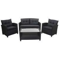 XXL POLY-RATTAN GARNITUR 4-TLG Anthrazit - Anthrazit, Kunststoff - MCW