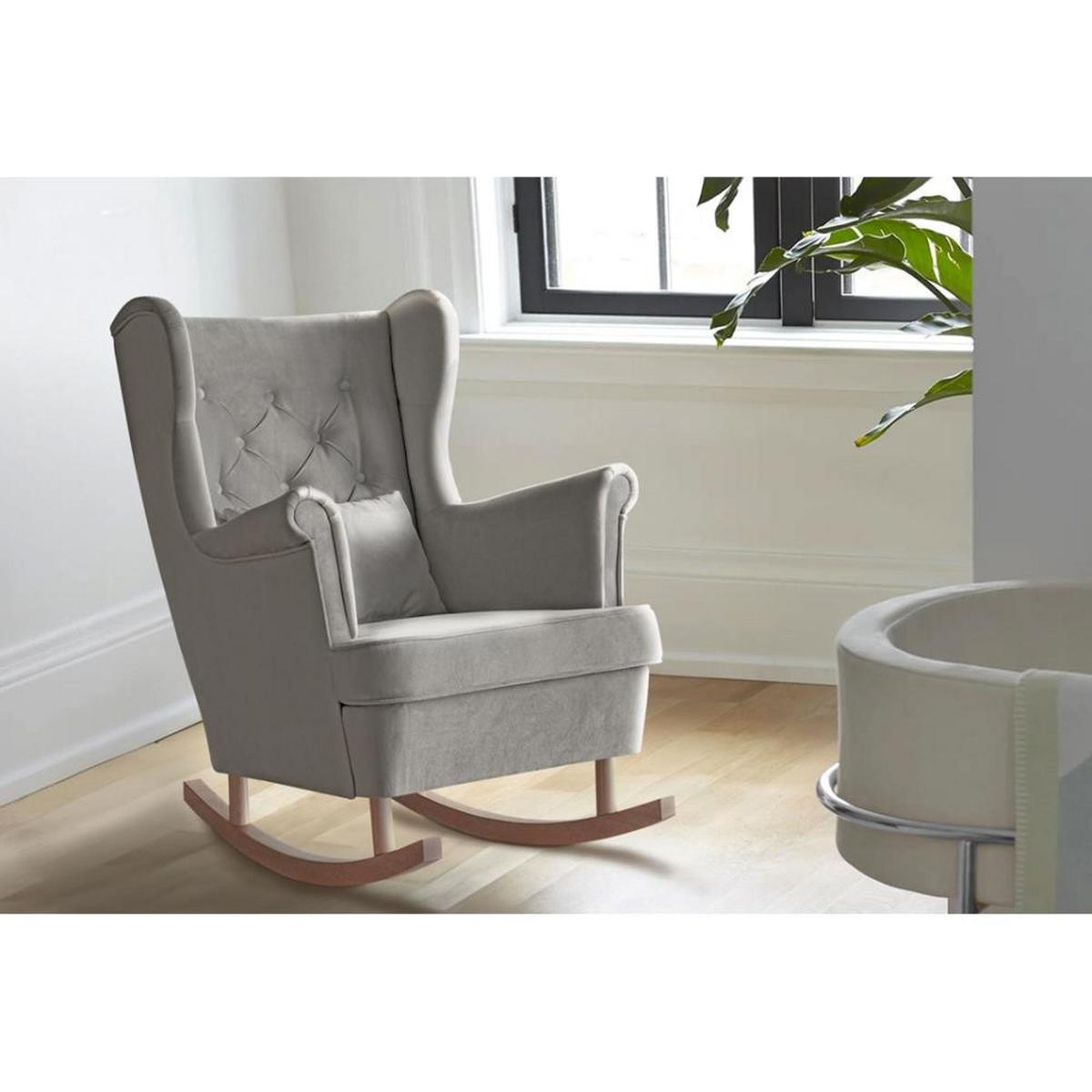 SCHAUKELSTUHL Fabio beige mit Buchenbeinen - Beige/Buchefarben, Textil (82/103/108cm) - Beautysofa