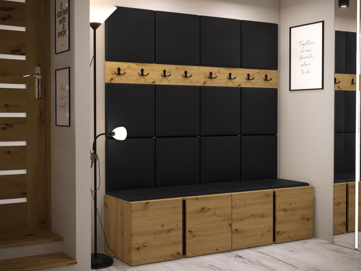 GARDEROBEN-SET Orion V - Schwarz/Eiche Artisan, Holzwerkstoff/Kunststoff (168/186/46cm) - MIRJAN24