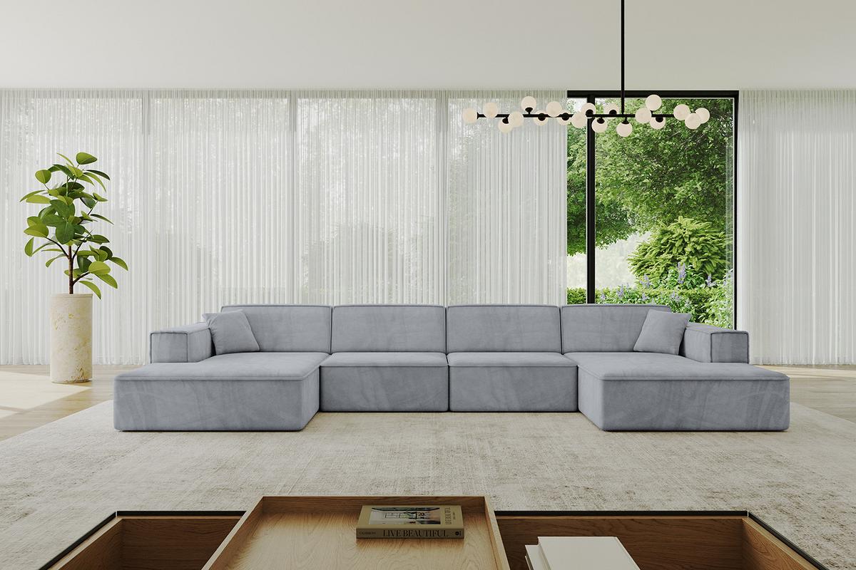 WOHNLANDSCHAFT IREA-U2-v4 - 386x165x77 cm Grau - Titanfarben, Holzwerkstoff/Textil (386/77/165cm) - ALTDECOR