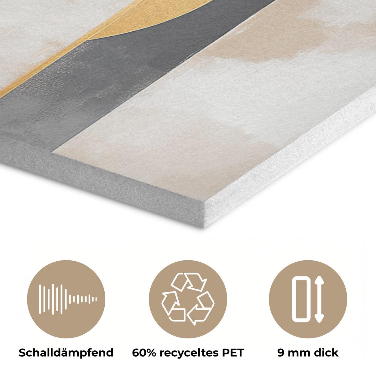 AKUSTIKBILD Abstrakt - Gold - Silber - Formen - Ästhetisch - Modern Wanddeko 70x50 cm - Goldfarben, Kunststoff (70/50/0.9cm) - MuchoWow
