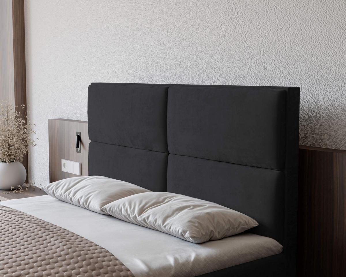 BOXBETT 120x200 cm mit Topper - Dunkelgrau, Holzwerkstoff/Textil (160/200cm) - Idohome