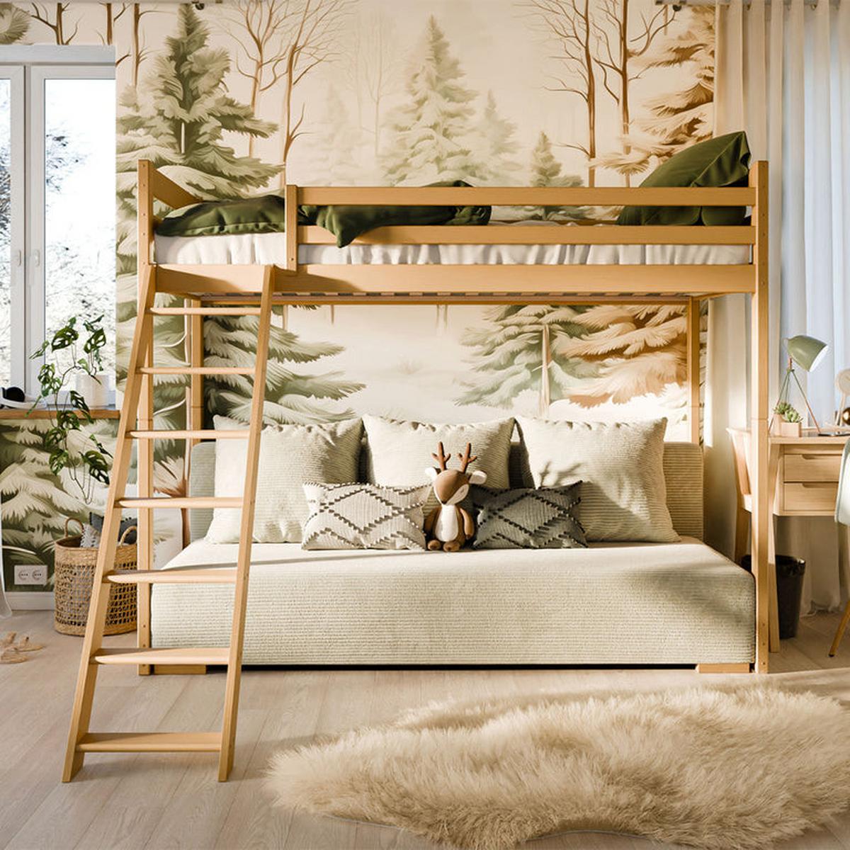 BETT 90/200 Orlane Holz und Weiß - Weiß, Holz (90/200cm) - Petits-meubles