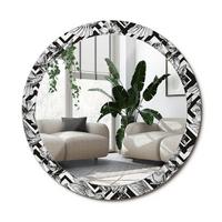 SPIEGEL Rund Ø 90 cm mit Aufdruck - Schwarz, Glas (90/90/0.4cm) - Wallfluent