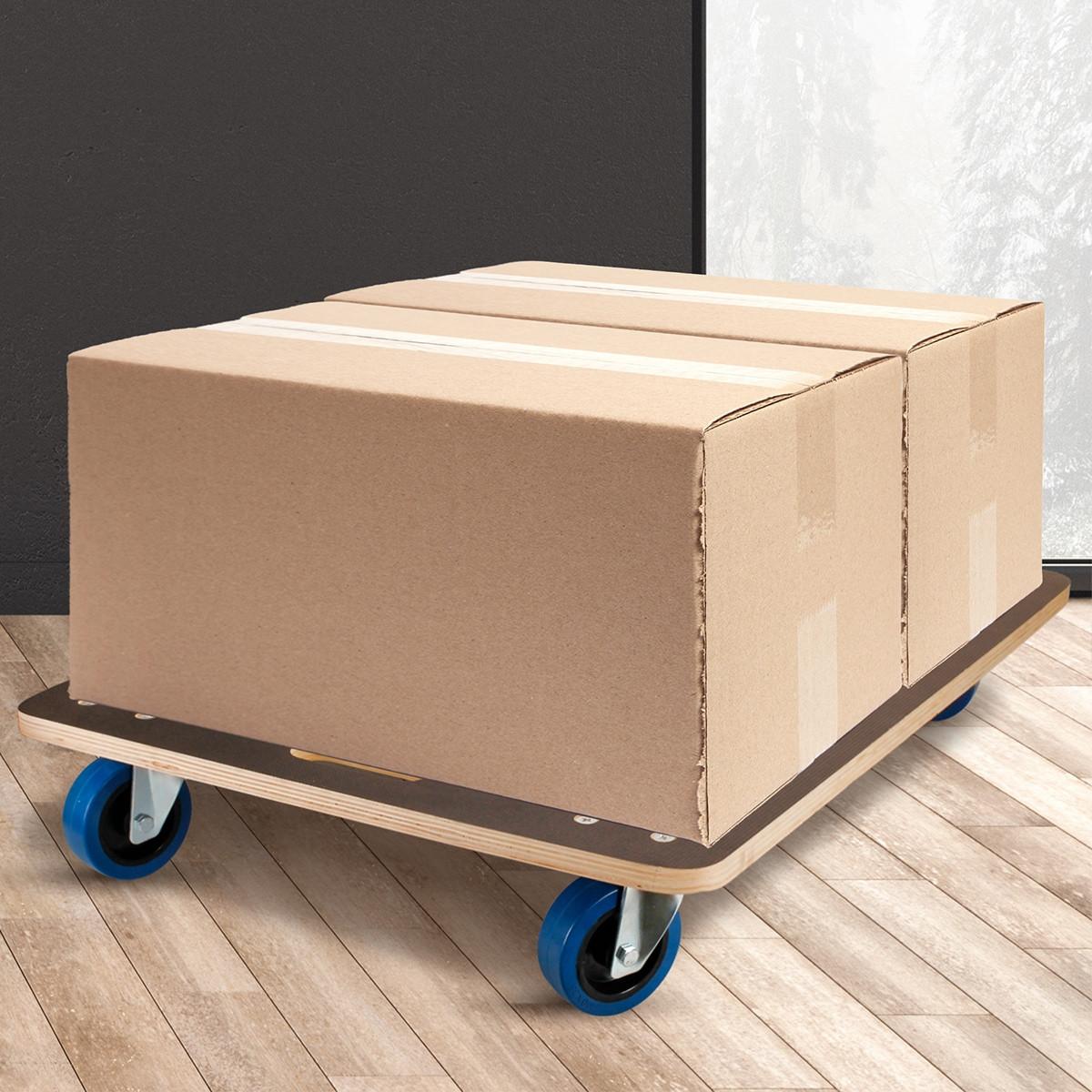 TRANSPORTROLLER 2er Set mit 4 Rollen 60x80 cm Traglast 800kg Siebdruck Holzplatte Black - Anthrazit, Holzwerkstoff (80/60/14.5cm) - ECD-Germany