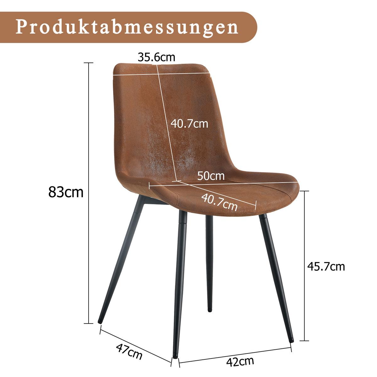 ESSZIMMERSTUHL 4er set stoff tech gepolstert metallbeine ergonomisch - Braun, Textil (50/83/47cm) - Urban Meuble
