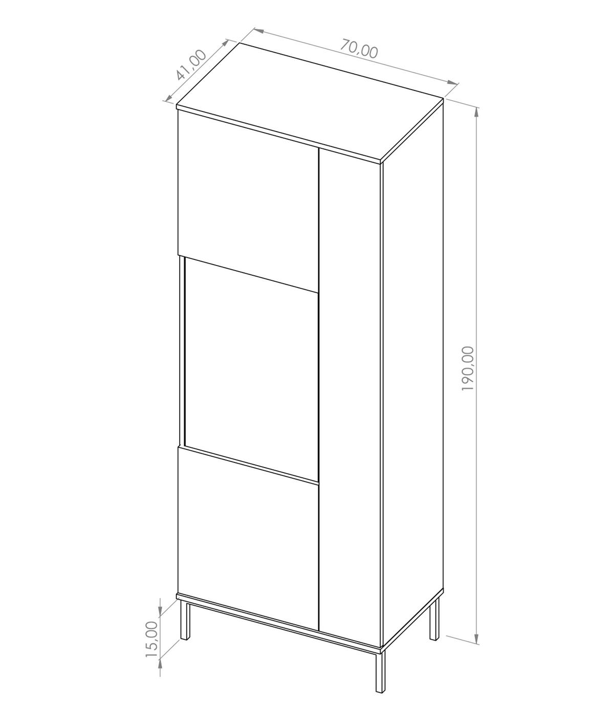 VITRINE Queba 2T Hellbraun 70/190/41 cm – Vitrinenschrank Holzoptik - Hellbraun/Schwarz, Holzwerkstoff (70/190/41cm) - AX Living