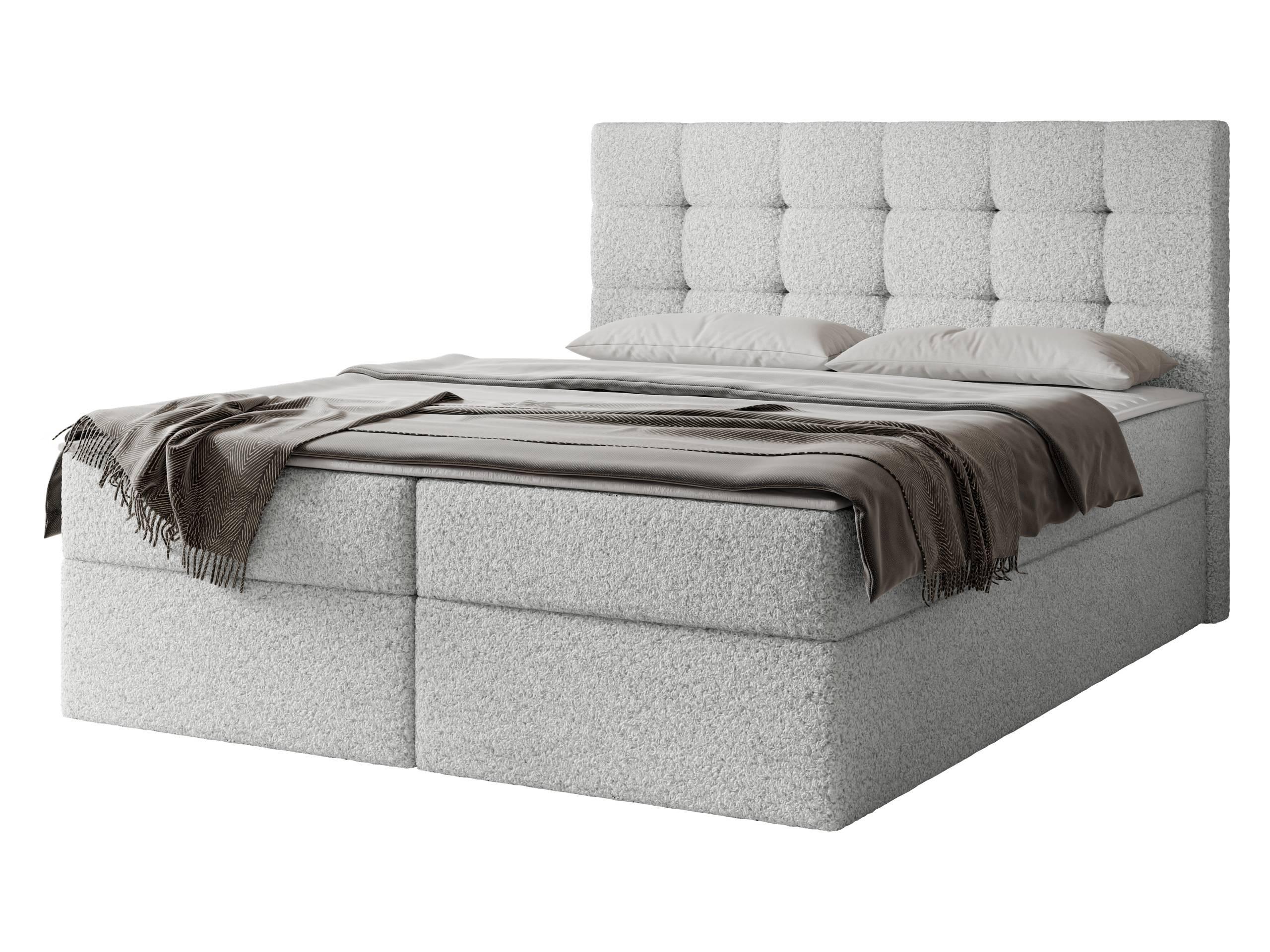 BOXBETT Luanda Boucle - H3 - Hellgrau, Holzwerkstoff/Textil (160/200cm) - MIRJAN24