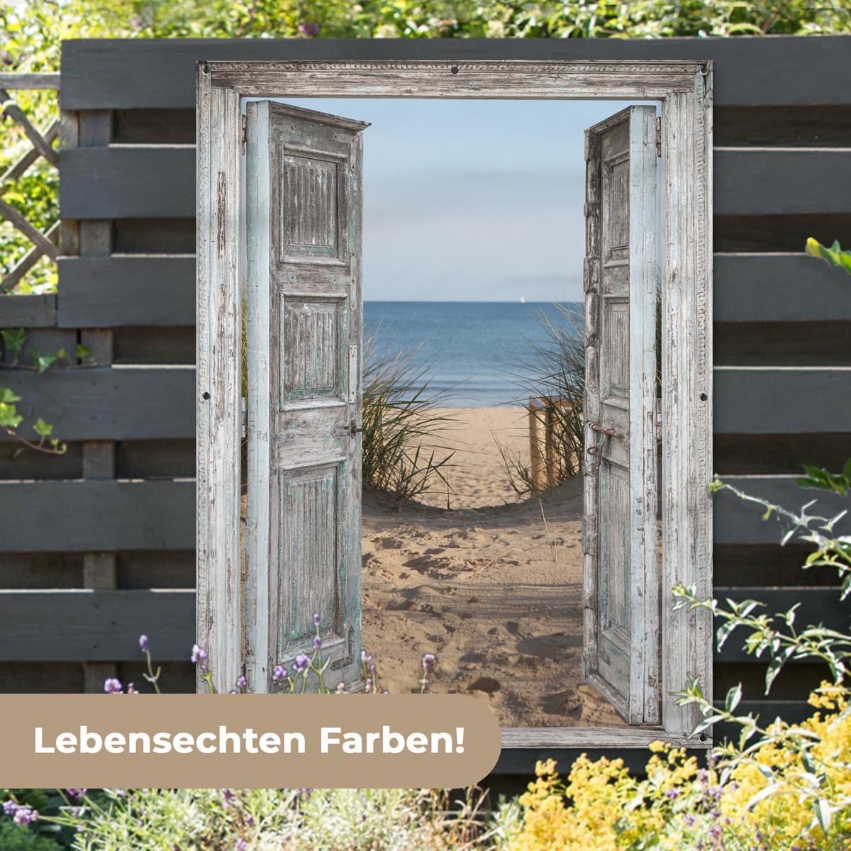 GARTENPOSTER Düne - Strand - Aussicht - Sommer Gartendekoration 120x160 cm - Hellgrau, Kunststoff (120/160/0.2cm) - OnlyWow