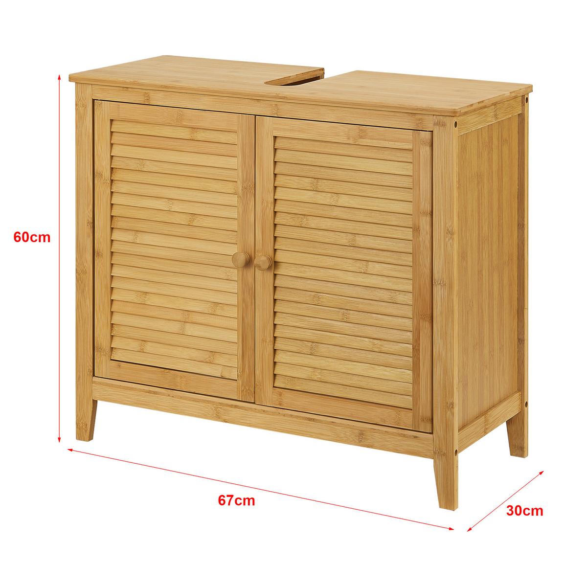 WASCHBECKENUNTERSCHRANK Värmdö - Naturfarben, Holz (67/60/30cm) - [en.casa]