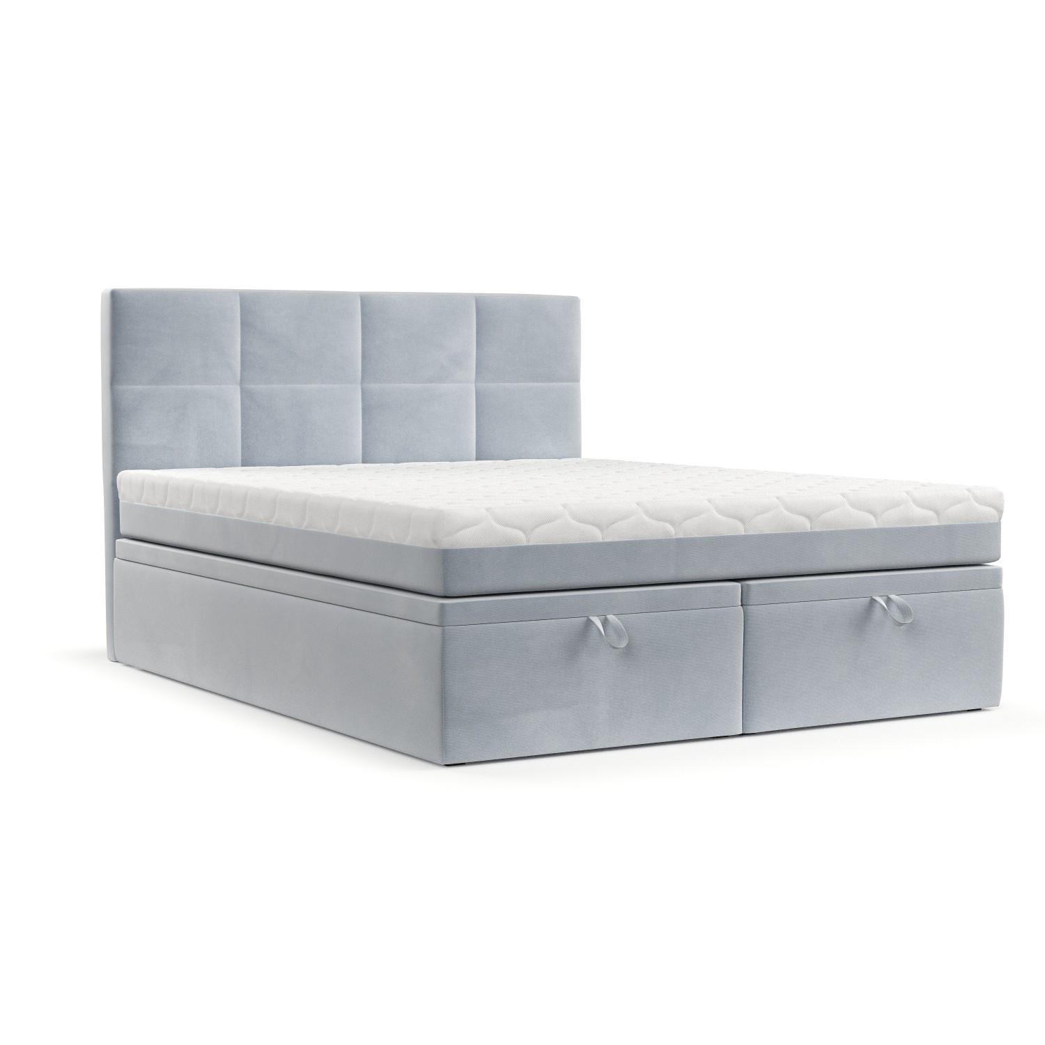BOXBETT Tessa 200/200 cm Hellgrau im Paros Stoff - Hellgrau/Schwarz, Holz/Holzwerkstoff (200/200cm) - AltaBeds