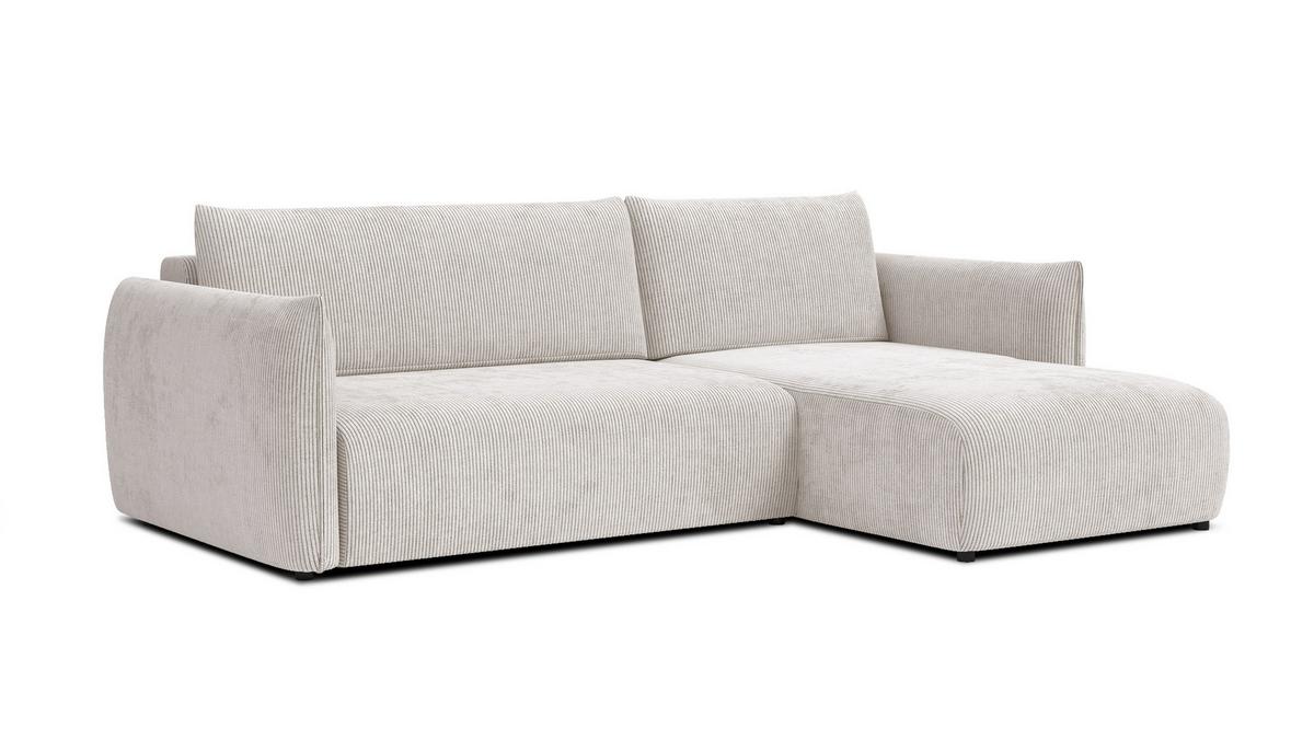 ECKSOFA TAUER 3-Sitzer links, perlweiß - Schwarz/Weiß, Holz/Textil (248/173cm) - Wozimo