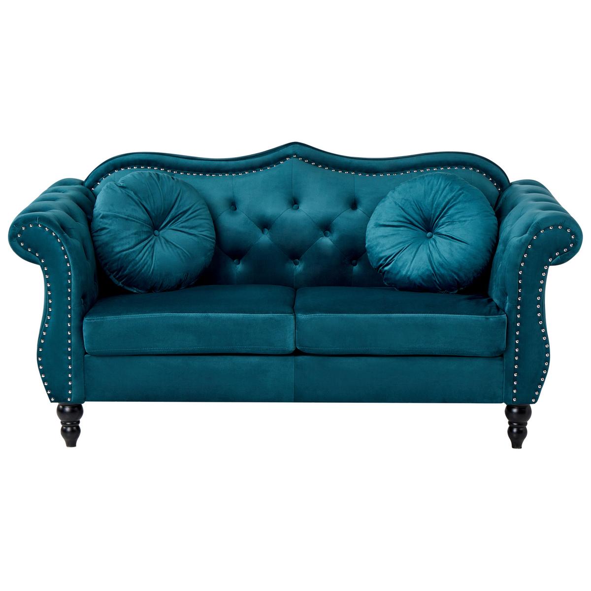 SOFA-SET 5-Sitzer Samtstoff Blaugrün Skien - Jadegrün, Textil (204/86/79cm) - Beliani