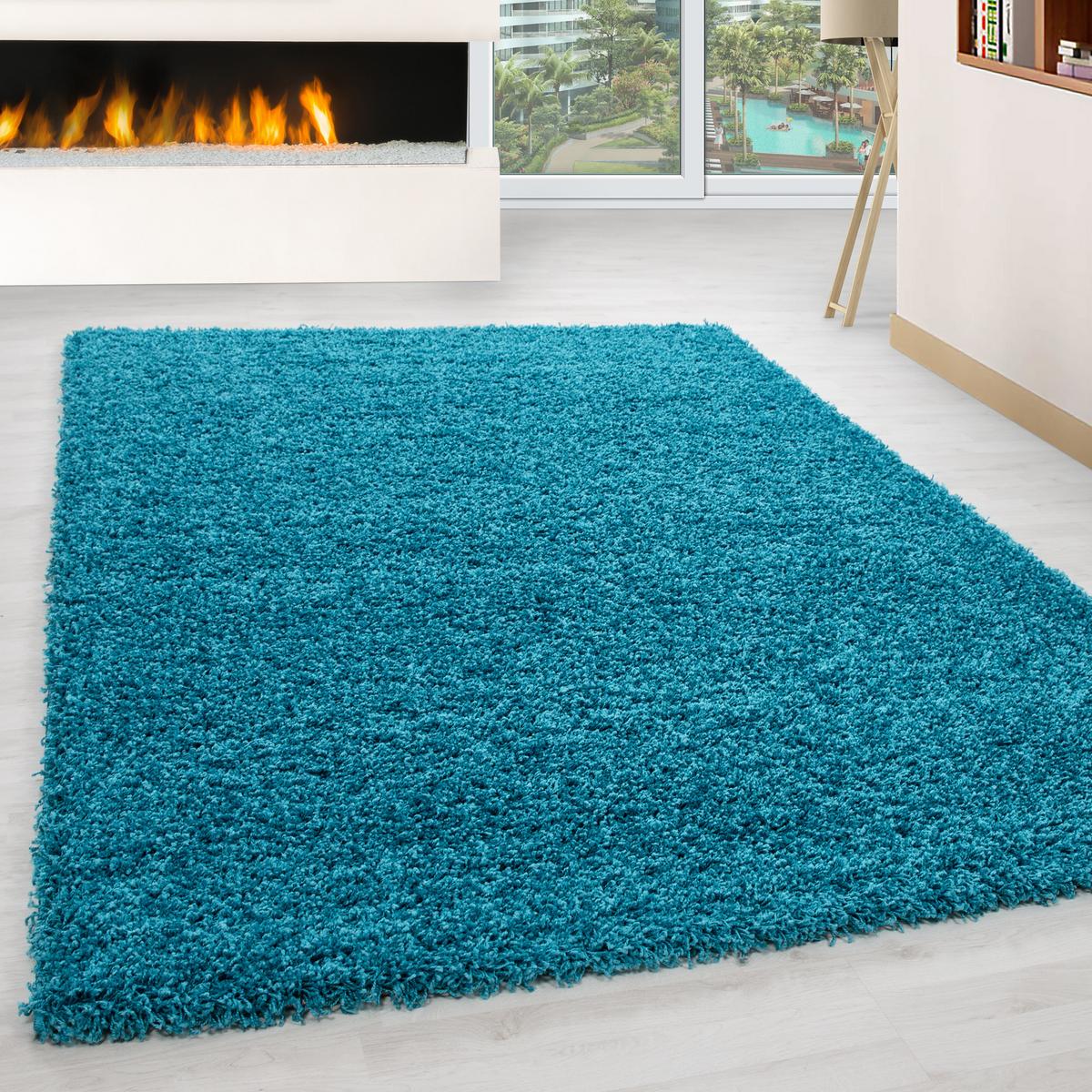 HOCHFLORTEPPICH RHEIN, einfarbig, Türkis, 300 x 400 cm - Blau, Textil (300/400cm) - KADIMA DESIGN