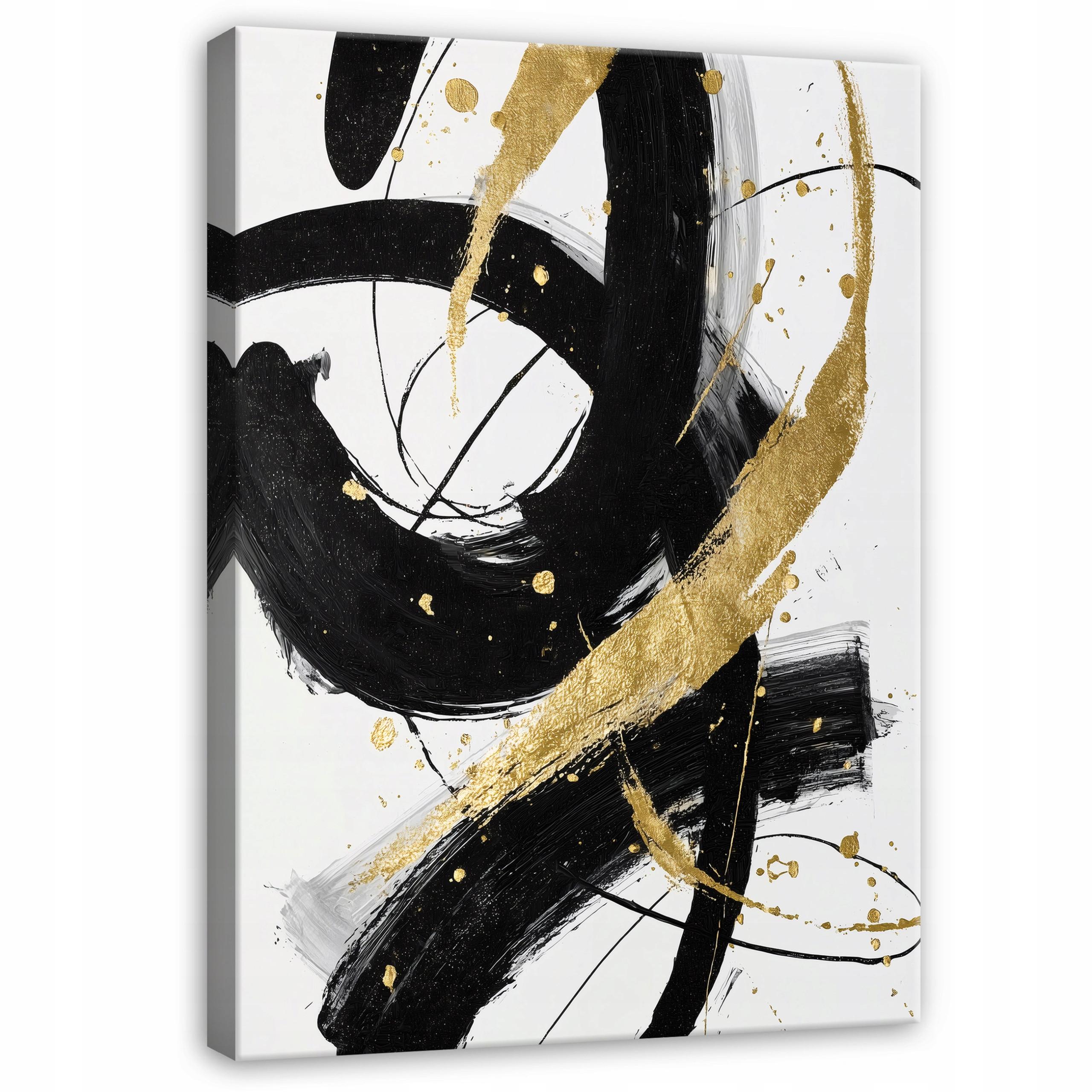 BILDER Abstrakt Gold Schwarz 60x40 - Multicolor, Holzwerkstoff (40/60cm) - Wallarena