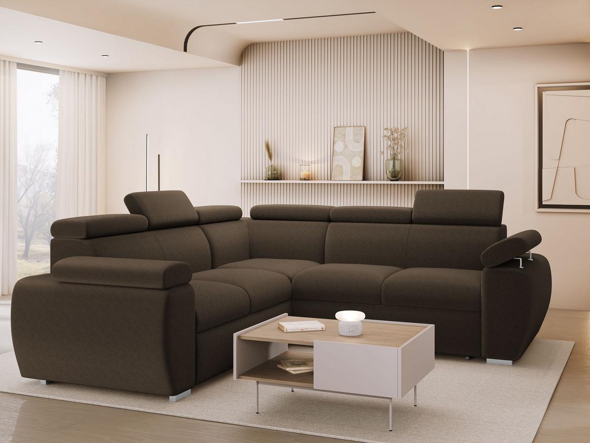 ECKSOFA Boston Maxi - Chromfarben/Braun, Holz/Textil (260/260cm) - MIRJAN24