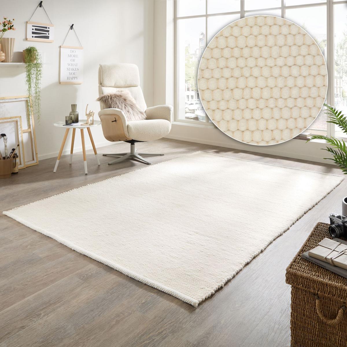 HANDWEBTEPPICH Atlas 190x250 cm - Weiß, Textil (190/250cm) - Rug and Roll