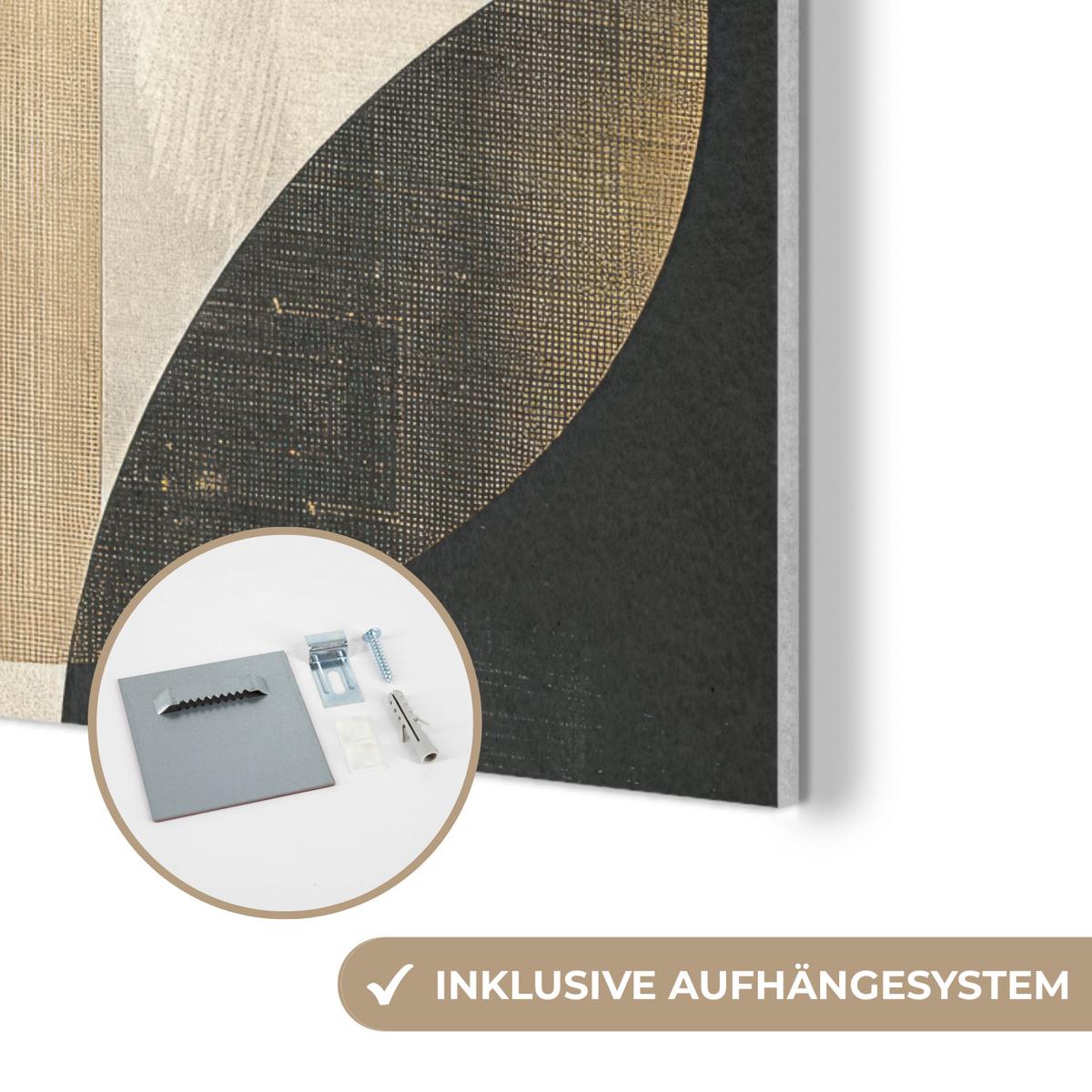 AKUSTIKBILD Abstrakt - Geometrische Formen - Schwarz - Gold Kunstdruck Schlafzimmer 50x70 cm - Ecru, Kunststoff (50/70/0.9cm) - MuchoWow