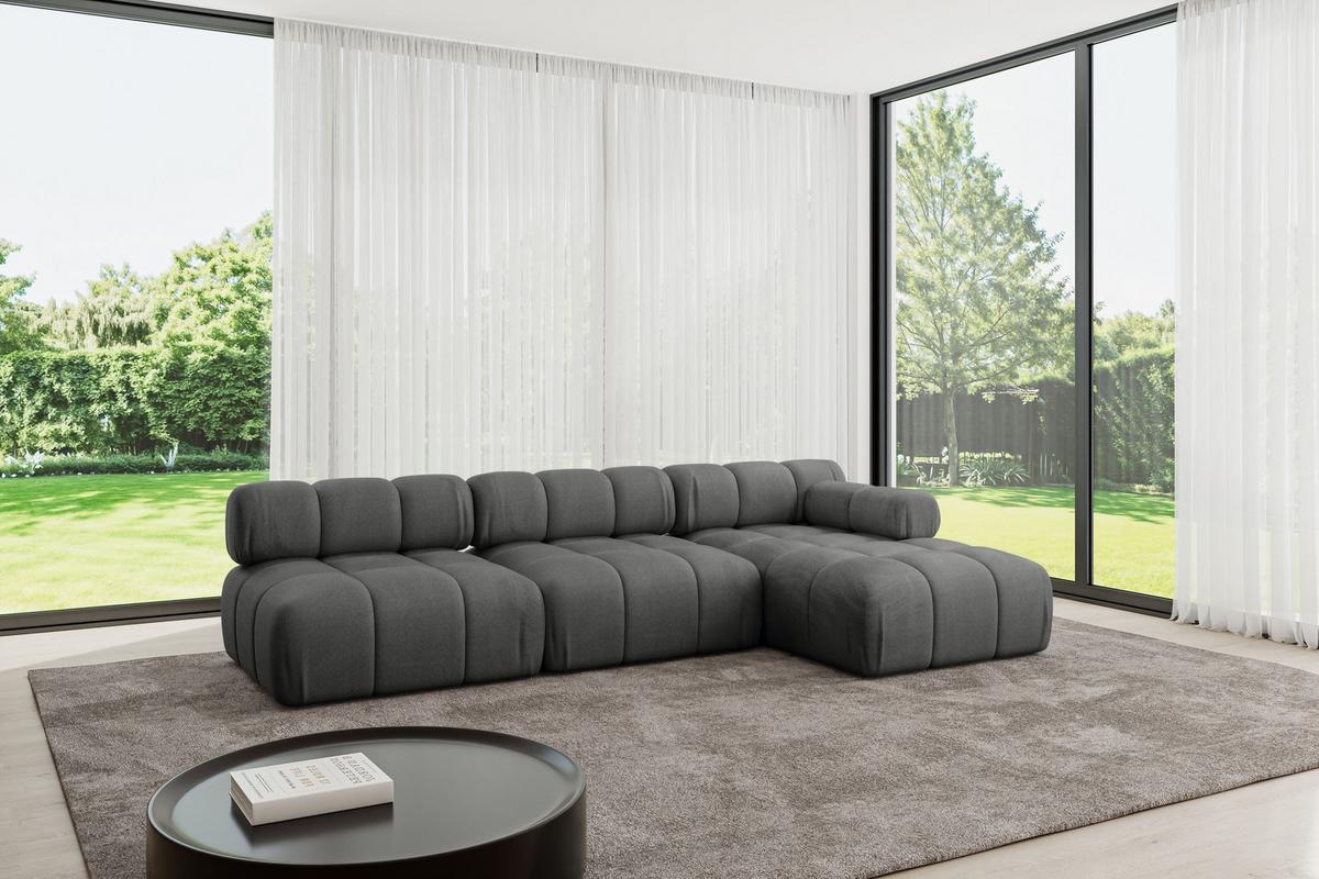 ECKSOFA modulares Sofa Razon-L2 - 285x160x70 cm Dunkelgrau Velours - Dunkelgrau, Holzwerkstoff/Textil (285/160cm) - ALTDECOR