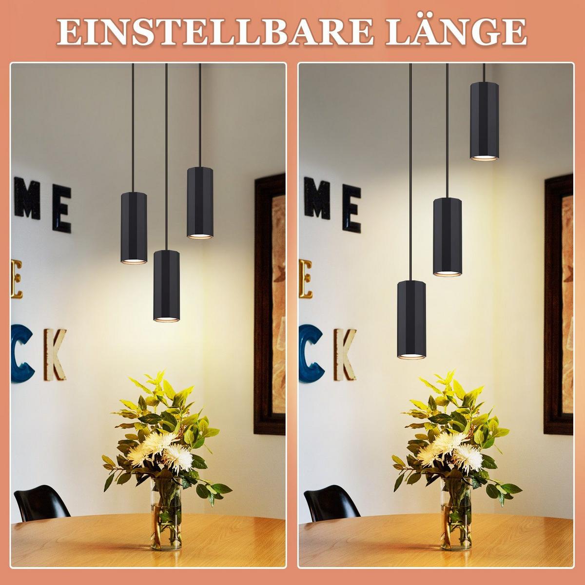 PENDELLEUCHTE Stärke 3-flammig 20/20/170 cm - Schwarz, Metall (20/20/170cm) - Nettlife