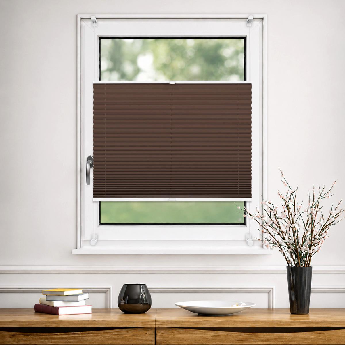 PLISSEE Thermo Basic 75 x 150cm Klemmfix ohne Bohren - Hellbraun, Textil (75/150/150cm) - Deco-Raum