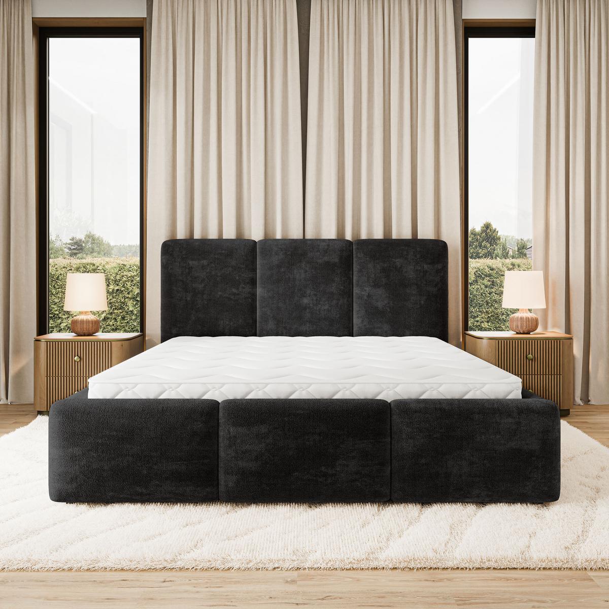 POLSTERBETT MORENA LM 140x200 cm mit Bettkästen - Schwarz - Schwarz, Holz (140/200cm) - MASSENO