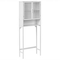 BADEZIMMERSCHRANK Bambus 63 cm Weiß Okarche - Weiß, Holz (63/167/25cm) - Beliani