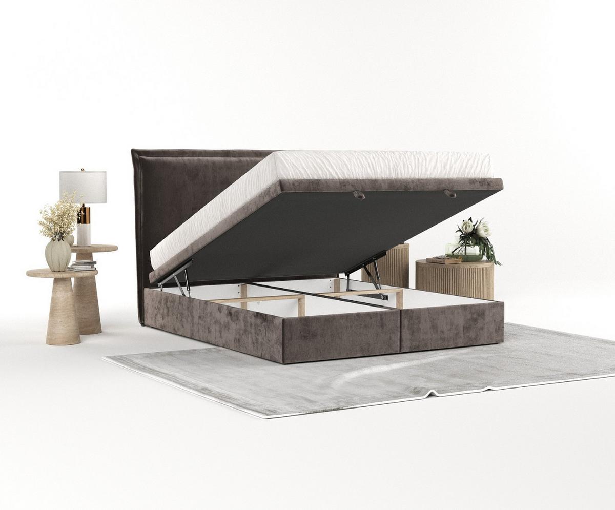 POLSTERBETT Eliot mit Stauraum 120/200 cm Braun im Lotta Stoff - Schwarz/Braun, Holz/Holzwerkstoff (120/200cm) - AltaBeds