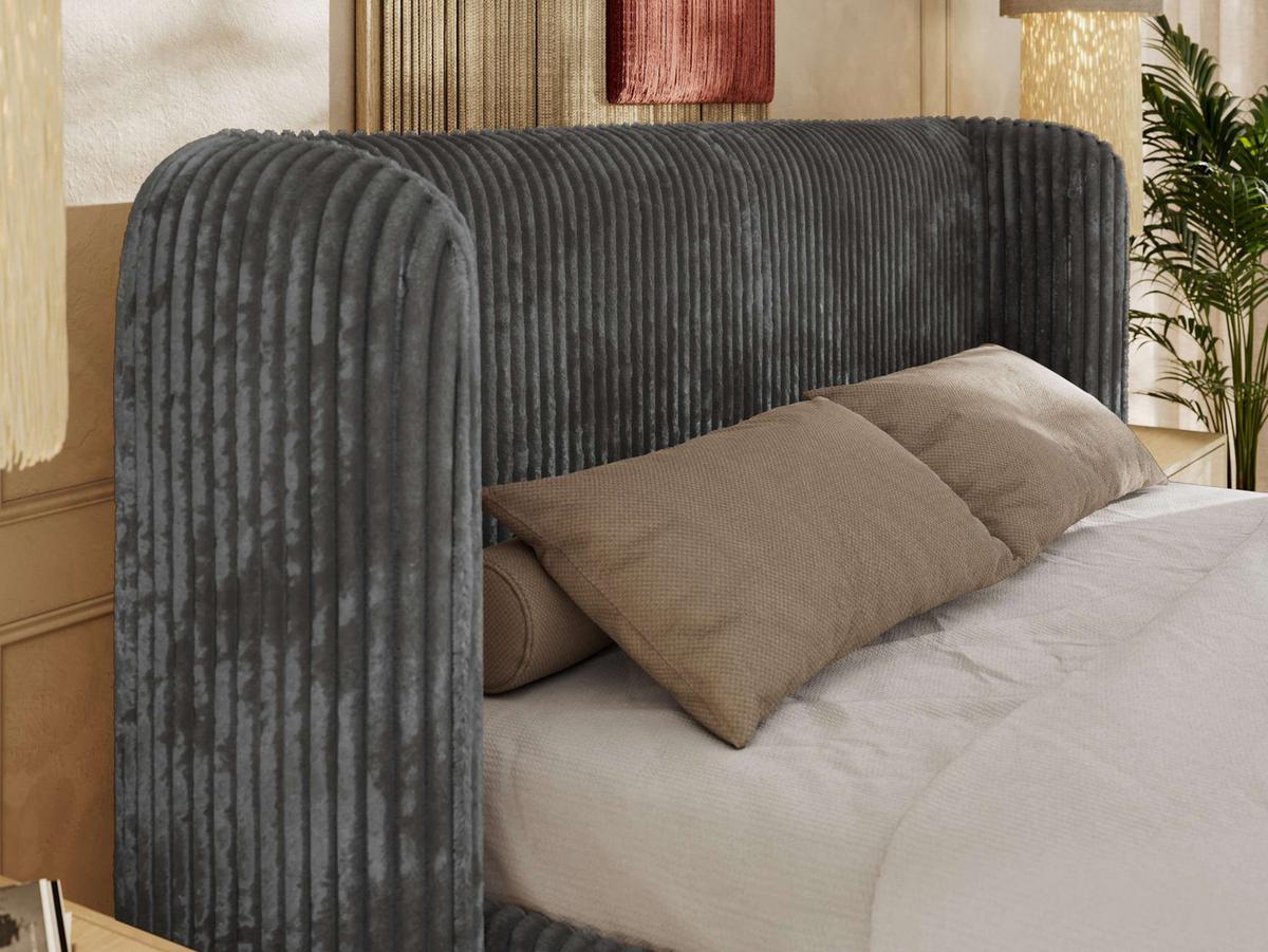 POLSTERBETT EMORA CLASSIC 140/200 - Grau Cord - Multipocket-Matratze - Grau, Textil (140/200cm) - MKS