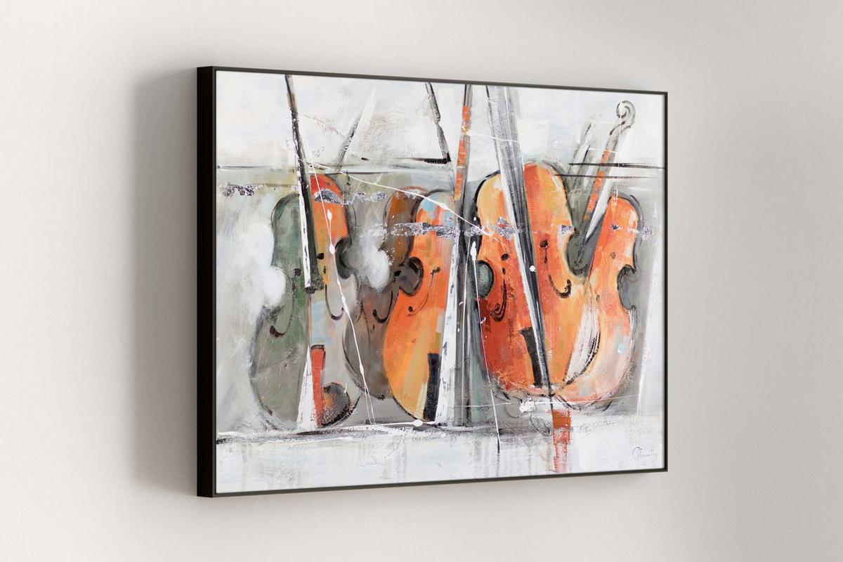 ACRYLBILD HANDGEMALT 120/80 cm - Orange/Grau, Holz/Textil (120/80cm) - KUNSTLOFT