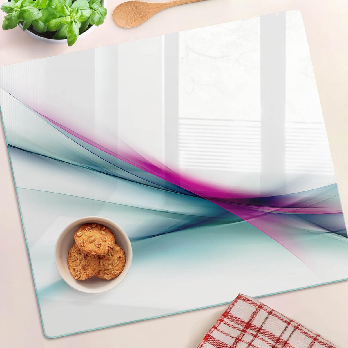 GLASPLATTE 60x52 cm Wellenabstraktion - Multicolor, Glas (60/0.4/52cm) - TULUP