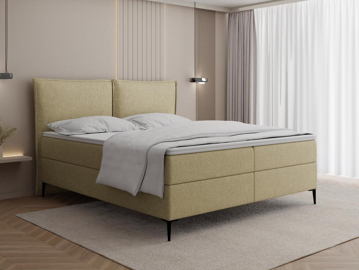 BOXBETT Calio Rise mit Bettkasten, Hell-Olivgrün Chenille 120x200 cm – inkl. H4 Taschenfederkern Matratze & Foam Topper - Schwarz/Olivgrün, Holz/Holzwerkstoff (120/200cm) - WFL GROUP