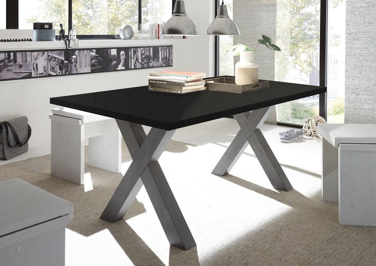 ESSZIMMERTISCH Eike 4 180 x 90 x 75 Esstisch Graphit/Schwarzstahl - Schwarz, Holz (180/90/75cm) - 58aufmkessel