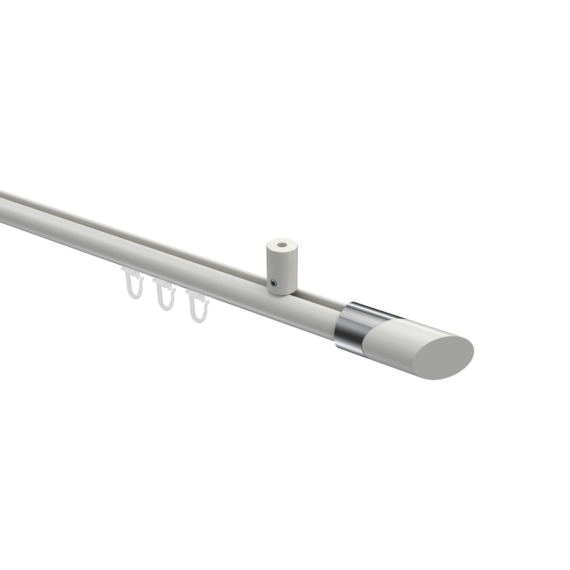 GARDINENSTANGE INNENLAUF Sonius Verano 140 cm, 1-läufig, 20 mm Ø Weiß - Chromfarben/Weiß, Metall (140cm) - INTERDECO